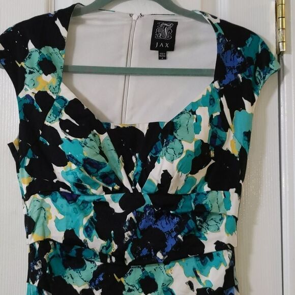 JAX fitted simmer printed dress Sz 4 - Picture 3 of 6